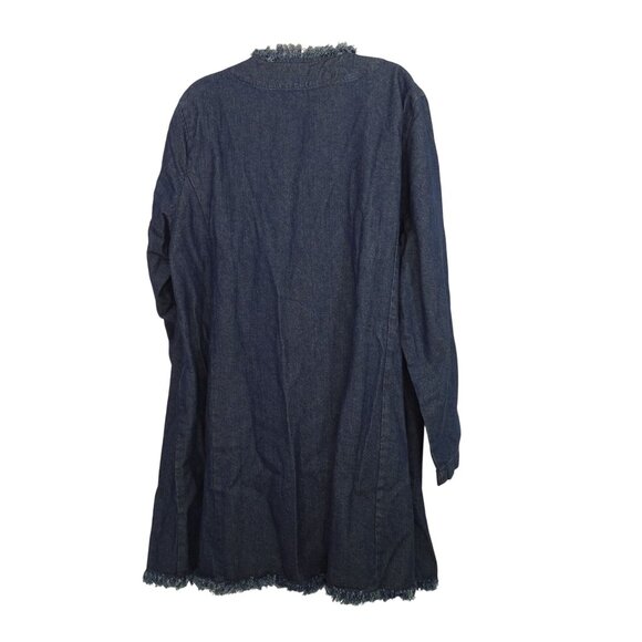 Jessica London Open Front Denim Jacket Fringe Edges Women Plus Size 20W Long Slv - Picture 4 of 12